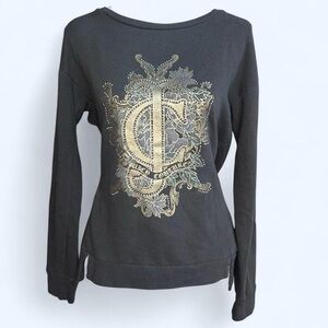 Juicy Couture Black Long Sleeve Logo Sweatshirt with Gold Graphic